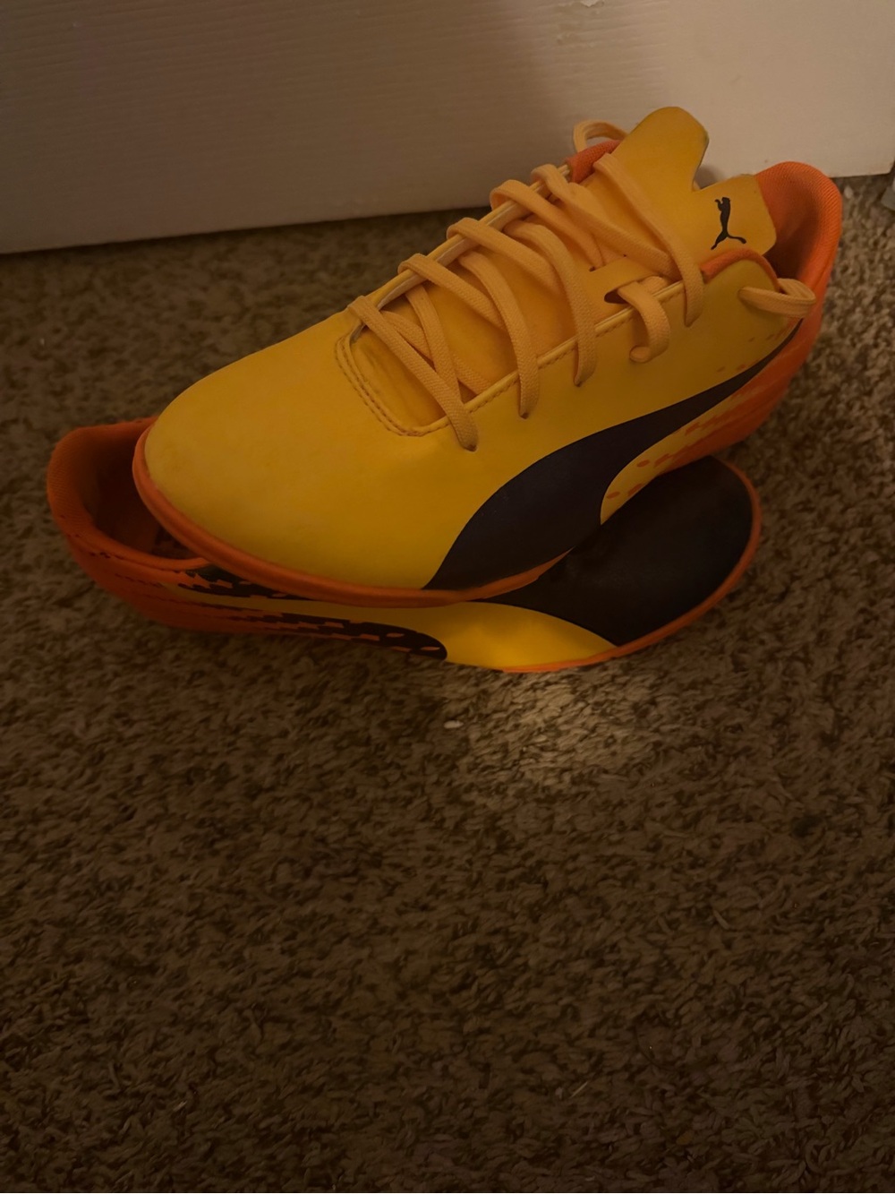 Puma Men’s Yellow and Orange Athletic Sneaker with Black Formstrip